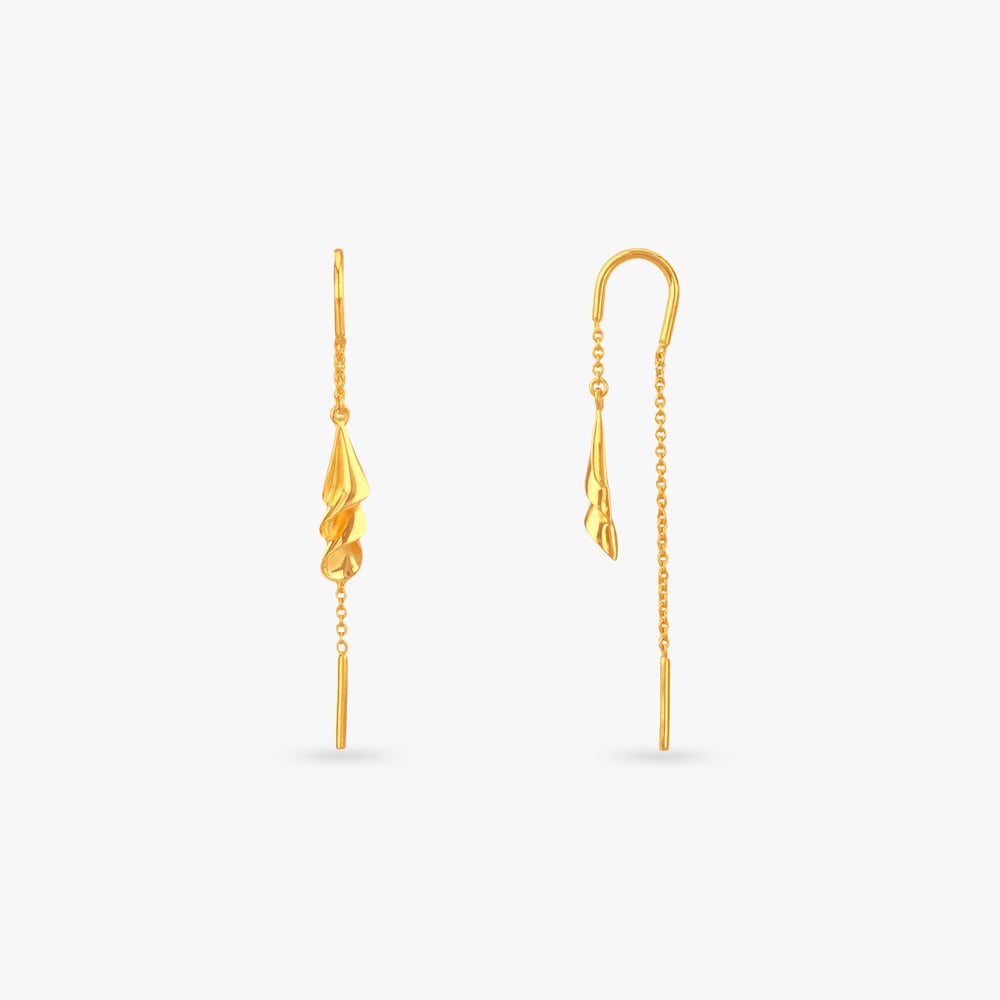 Twirl Chain Gold Drop Earrings,,hi-res image number null