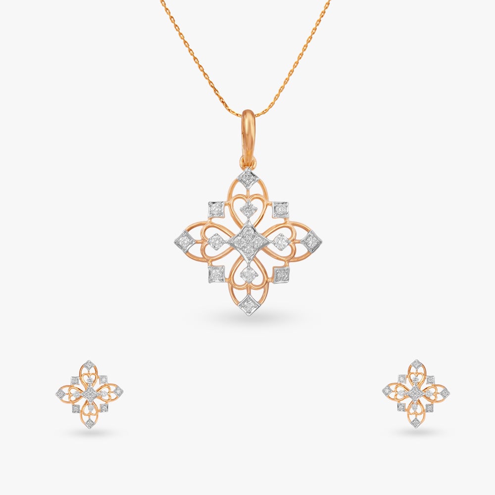 

Sparkling Heritage Diamond Pendant and Earrings Set