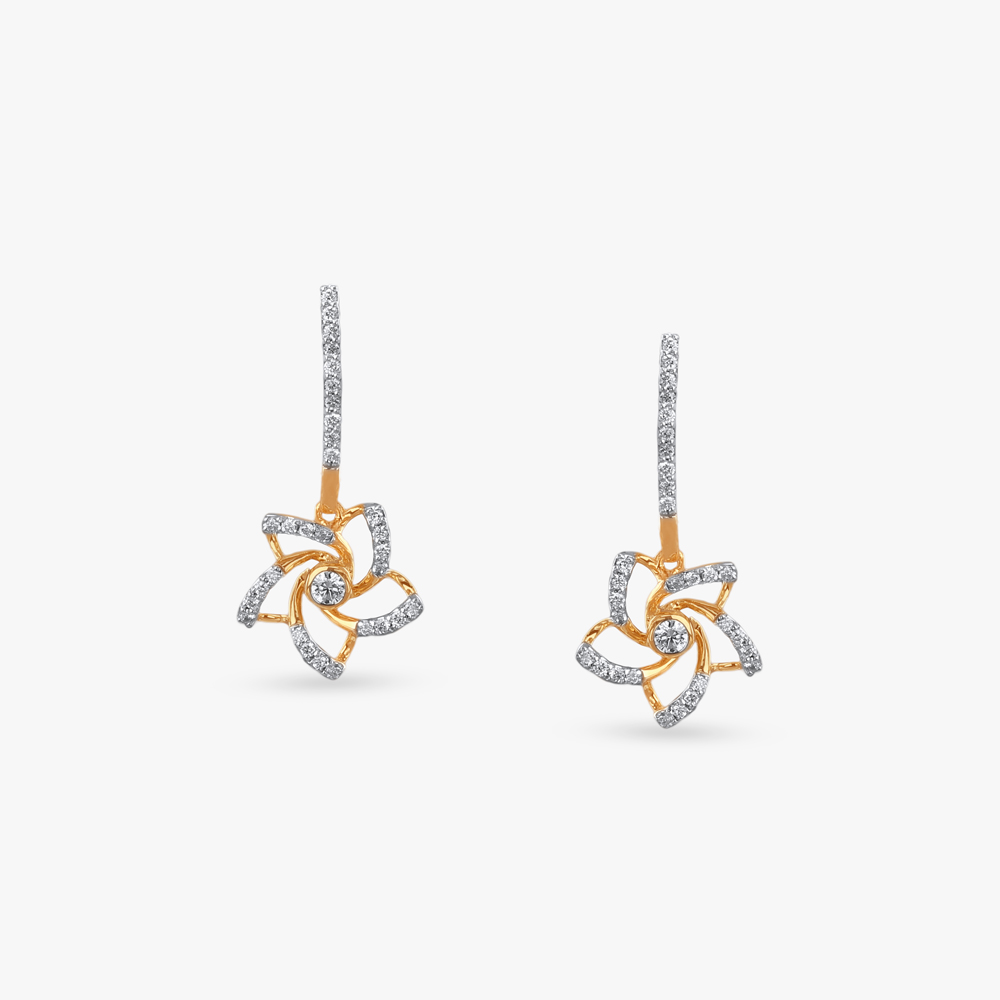 Whirl Petal Diamond Drop Earrings,,hi-res image number null