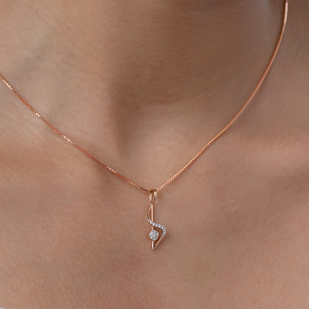 Graceful Twist Gold & Diamond Pendant,,hi-res image number null
