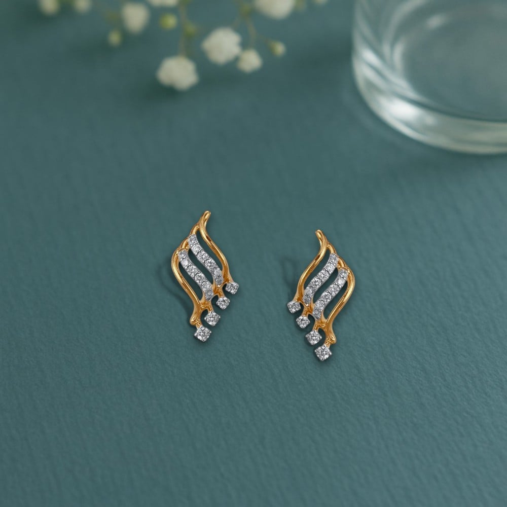 Ripple Sparkle Diamond Stud Earrings,,hi-res image number null