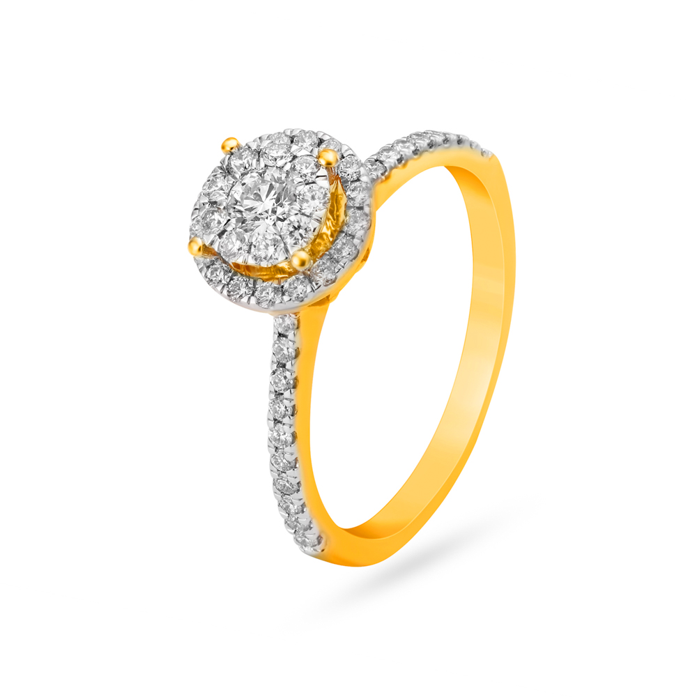 Enthralling 18 Karat Gold And Diamond Cluster Ring,,hi-res image number null