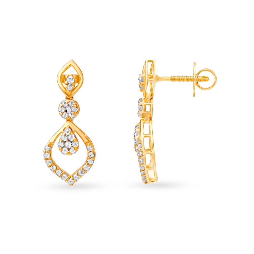 Elegant Drop Earrings with Un-cut Diamonds,,hi-res image number null