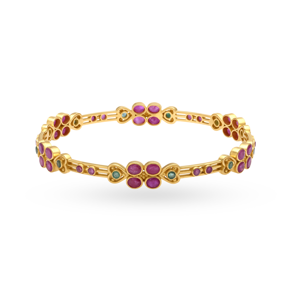 Jazz and Sizzle Rose Gold Plated American Diamond Ruby Studded Floral  Patterned Bracelet: Buy Jazz and Sizzle Rose Gold Plated American Diamond  Ruby Studded Floral Patterned Bracelet Online at Best Price in