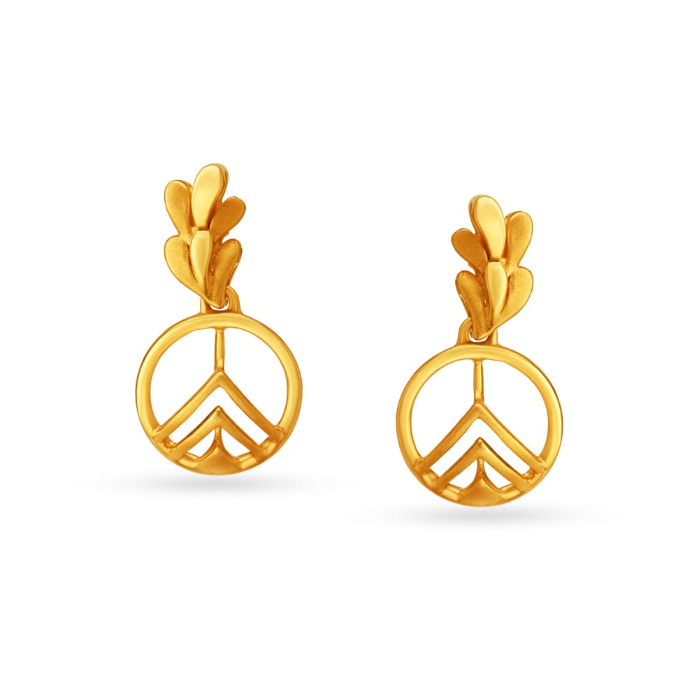 Leaf Motif Gold Drop Earrings For Kids,,hi-res image number null