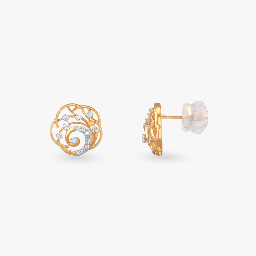 Spiral Bloom Diamond Stud Earrings,,hi-res image number null
