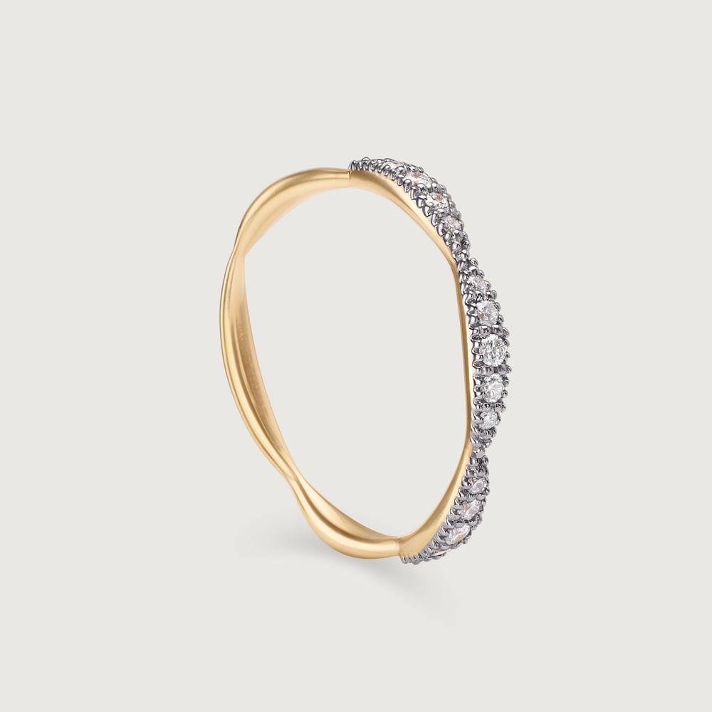 Radiant Wave 14KT Gold & Diamond Ring,,hi-res image number null