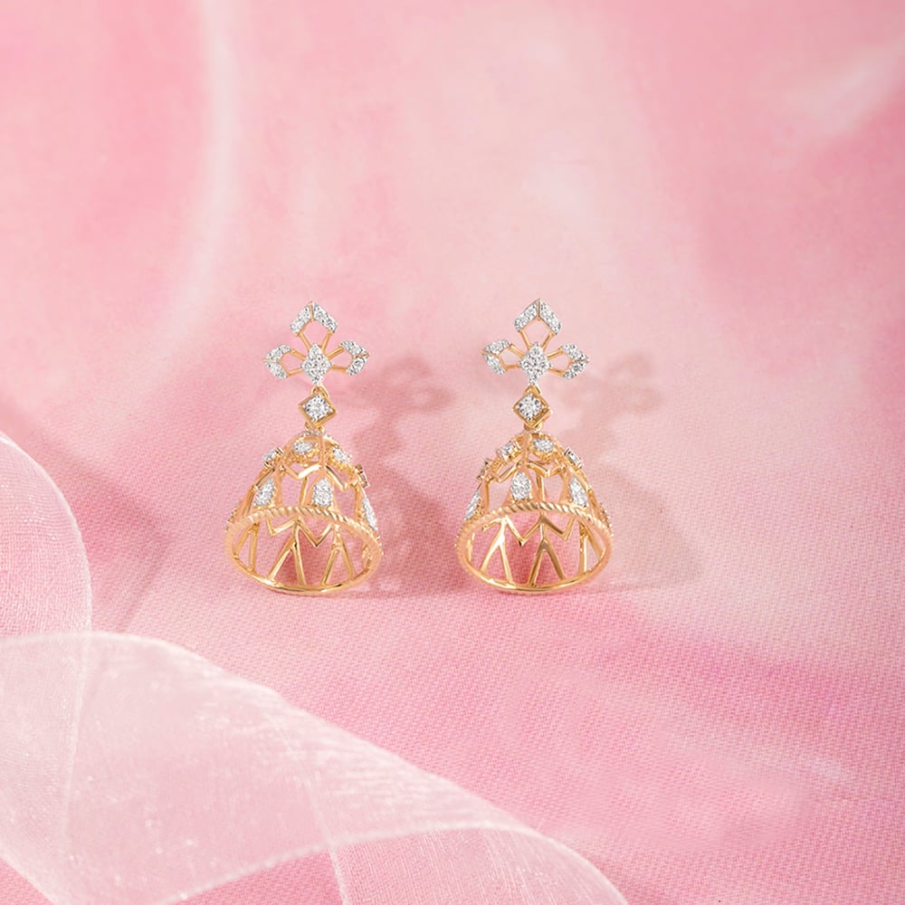 Lippan Splendour Gold & Diamond Jhumka,,hi-res image number null