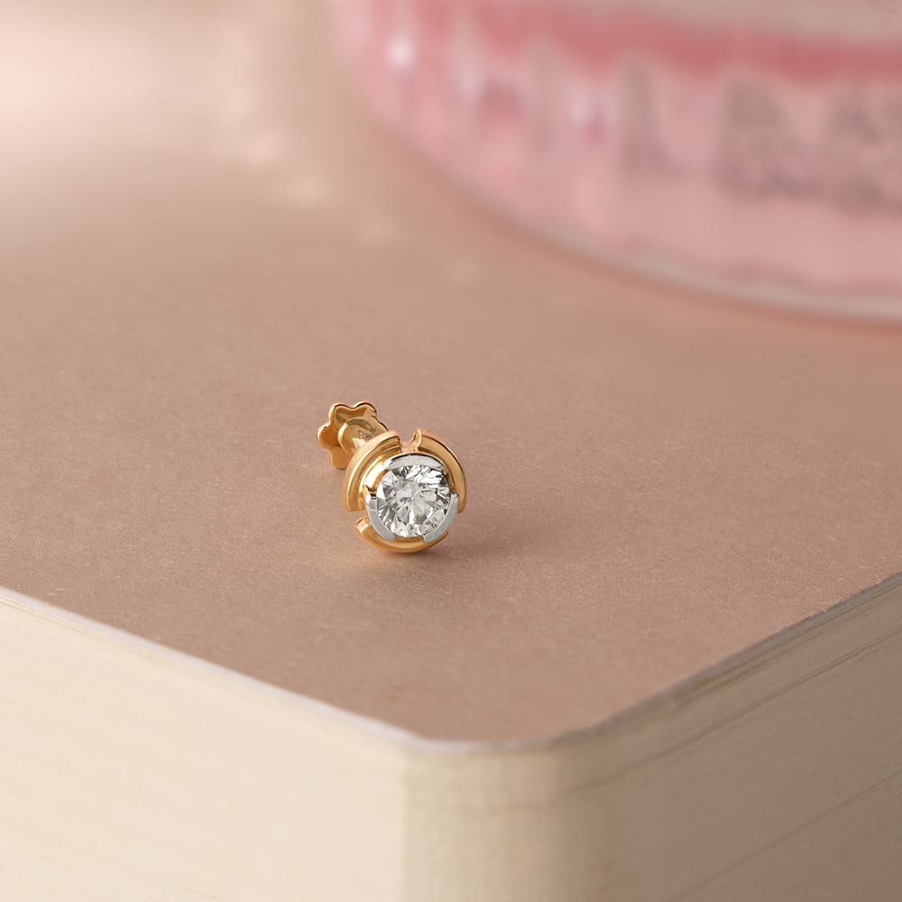 Orbit Spark Gold and Diamond Nose Pin,,hi-res image number null