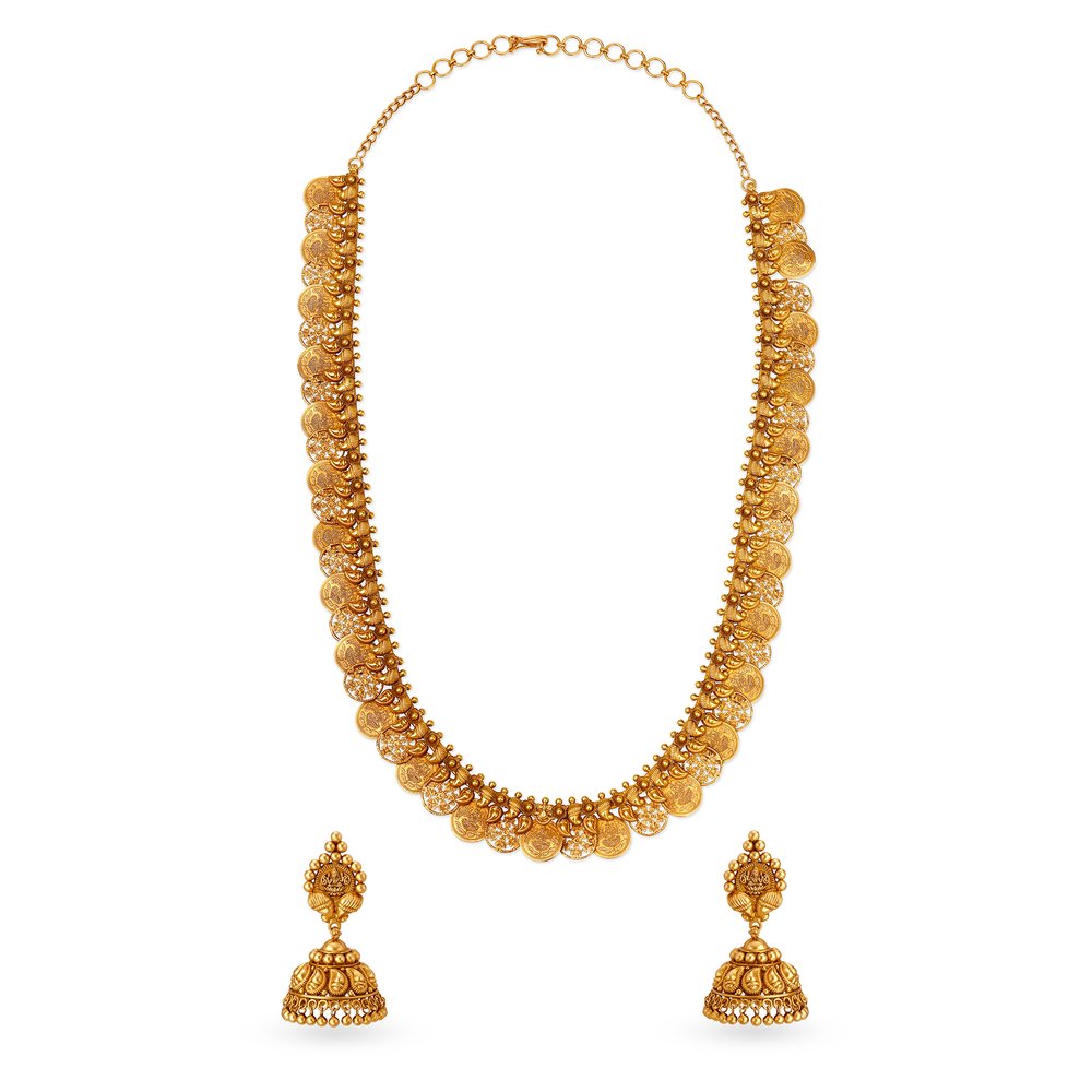 Opulent Gold Lakshmi Kasu Necklace Set,,hi-res image number null