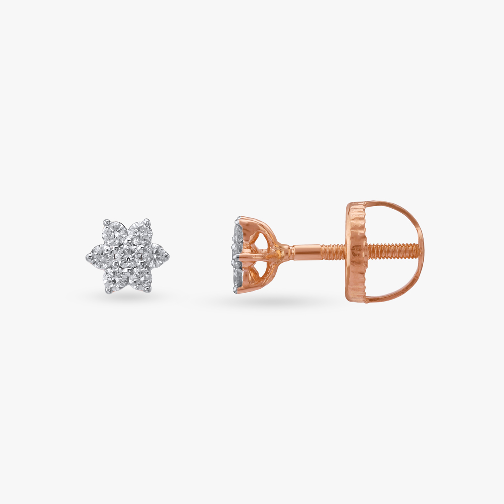 Rosette Spark Diamond Stud Earrings,,hi-res image number null