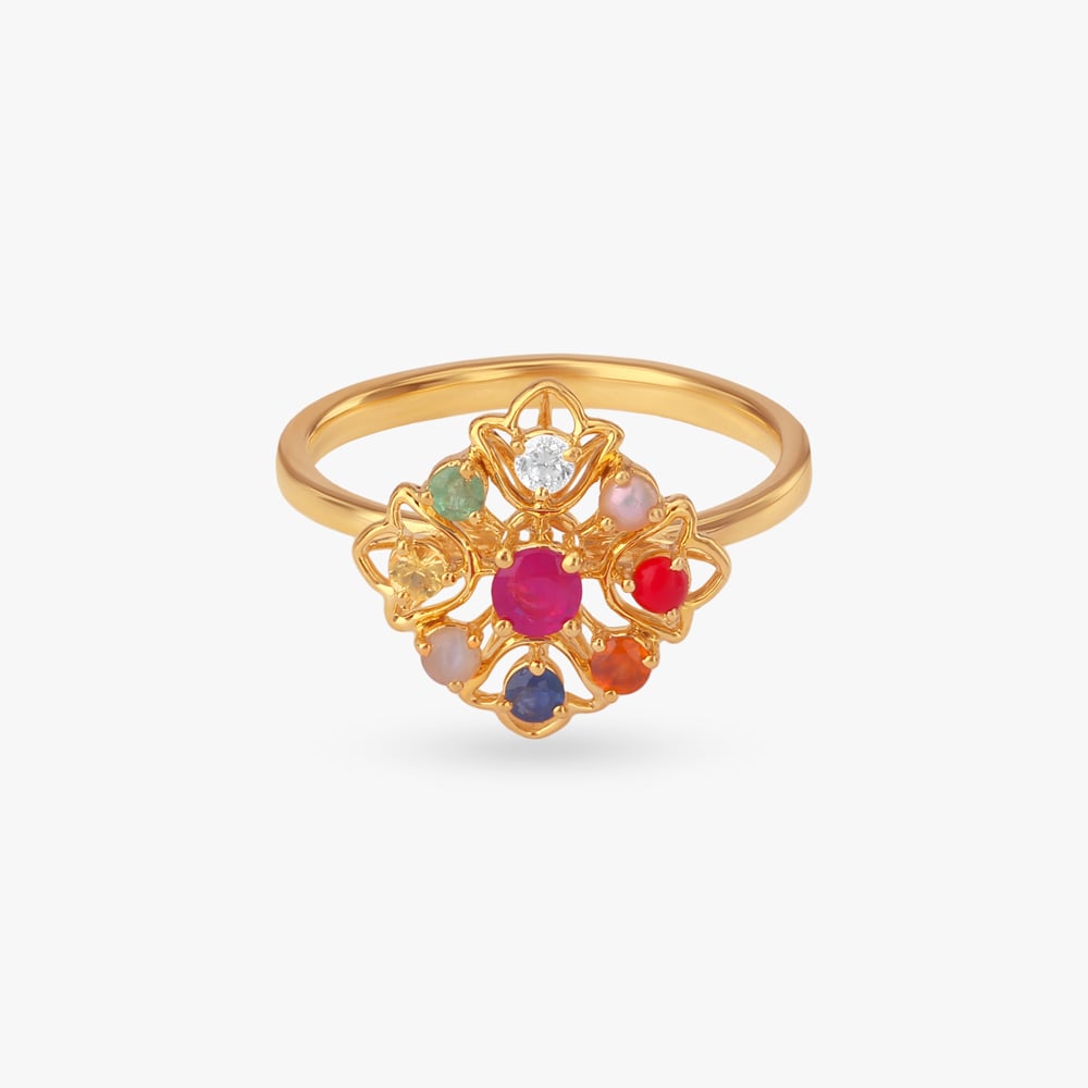 

Artistic Navratna Diamond Ring