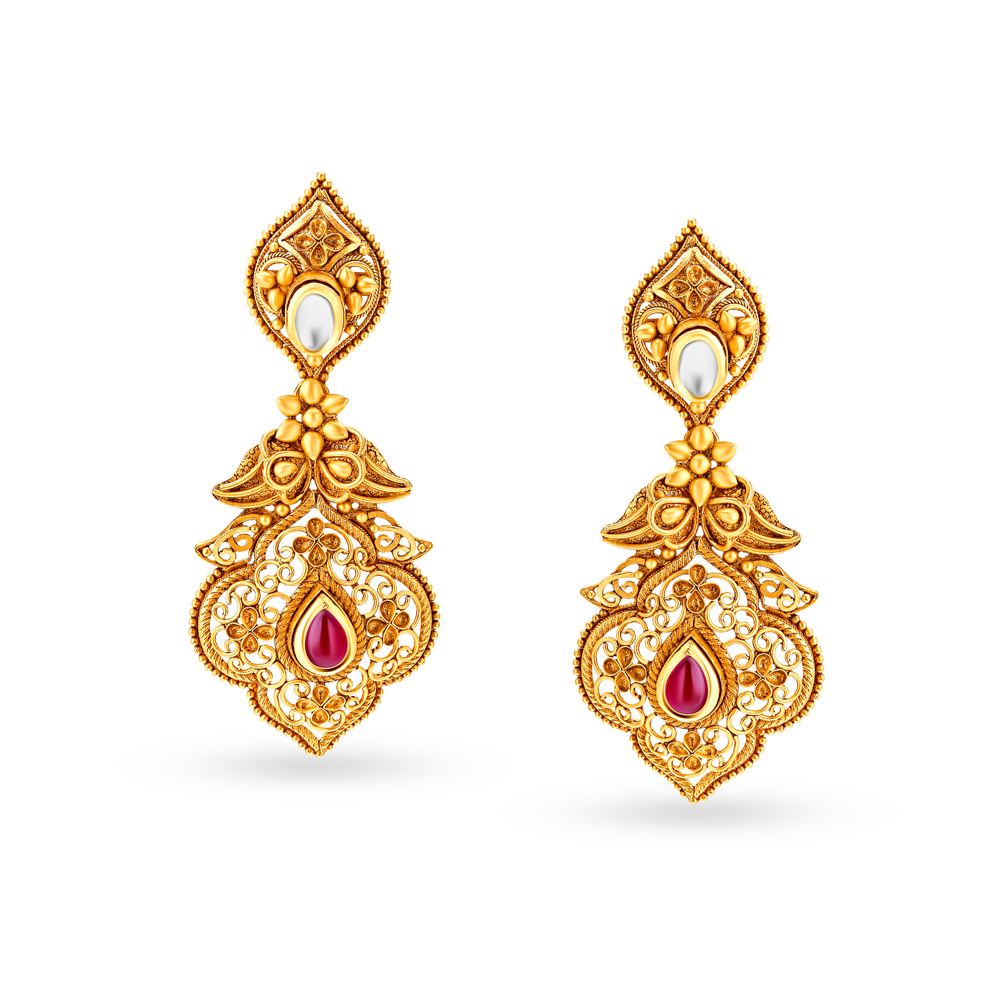 Captivating Gold and Glass Kundan Necklace Set,,hi-res image number null