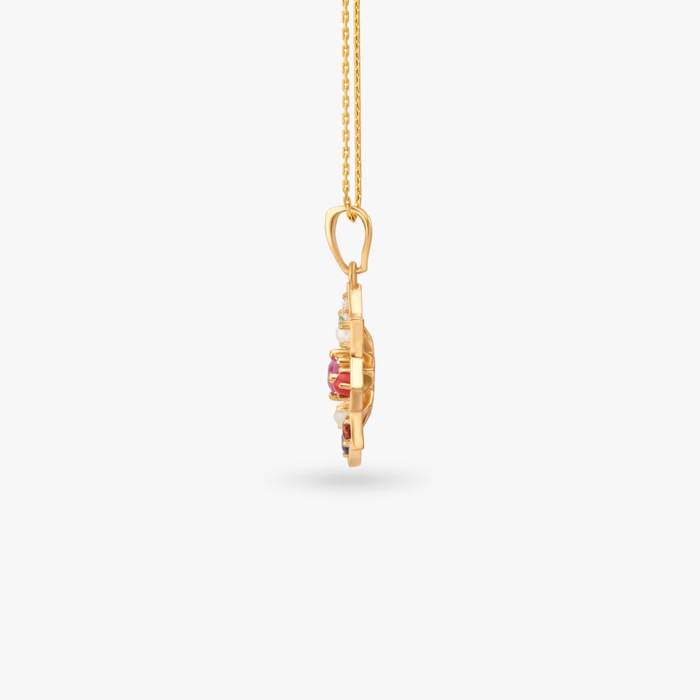 Regal Navaratna Diamond Pendant,,hi-res image number null