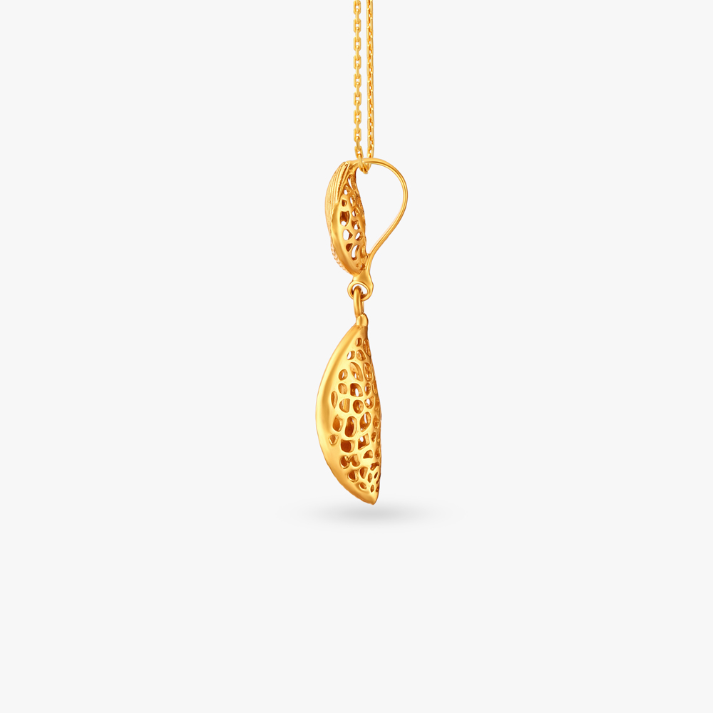 Textured Gold Pendant and Earrings Set,,hi-res image number null