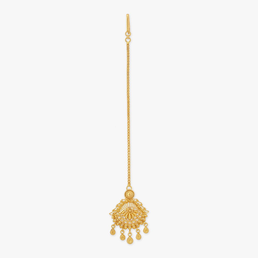 Ornate Halo Gold Maang Tikka,,hi-res image number null