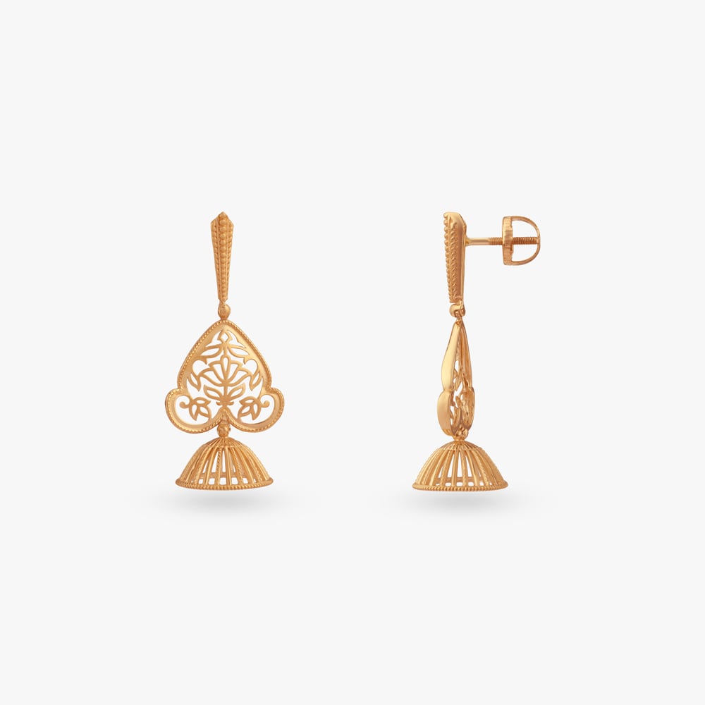 

Aura Filigree Gold Jhumka Earrings