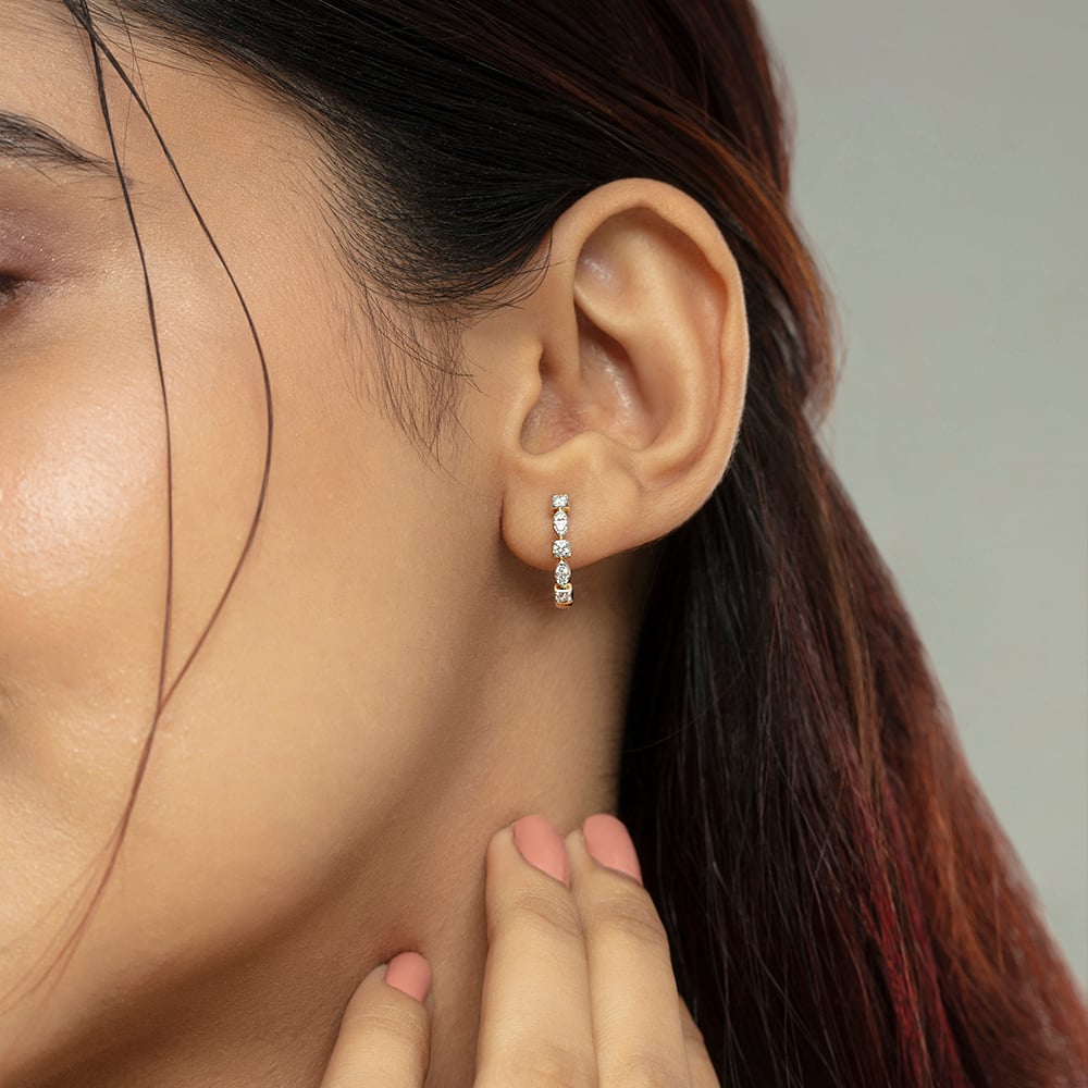 Classic Glam Gold & Diamond Hoop Earrings,,hi-res image number null