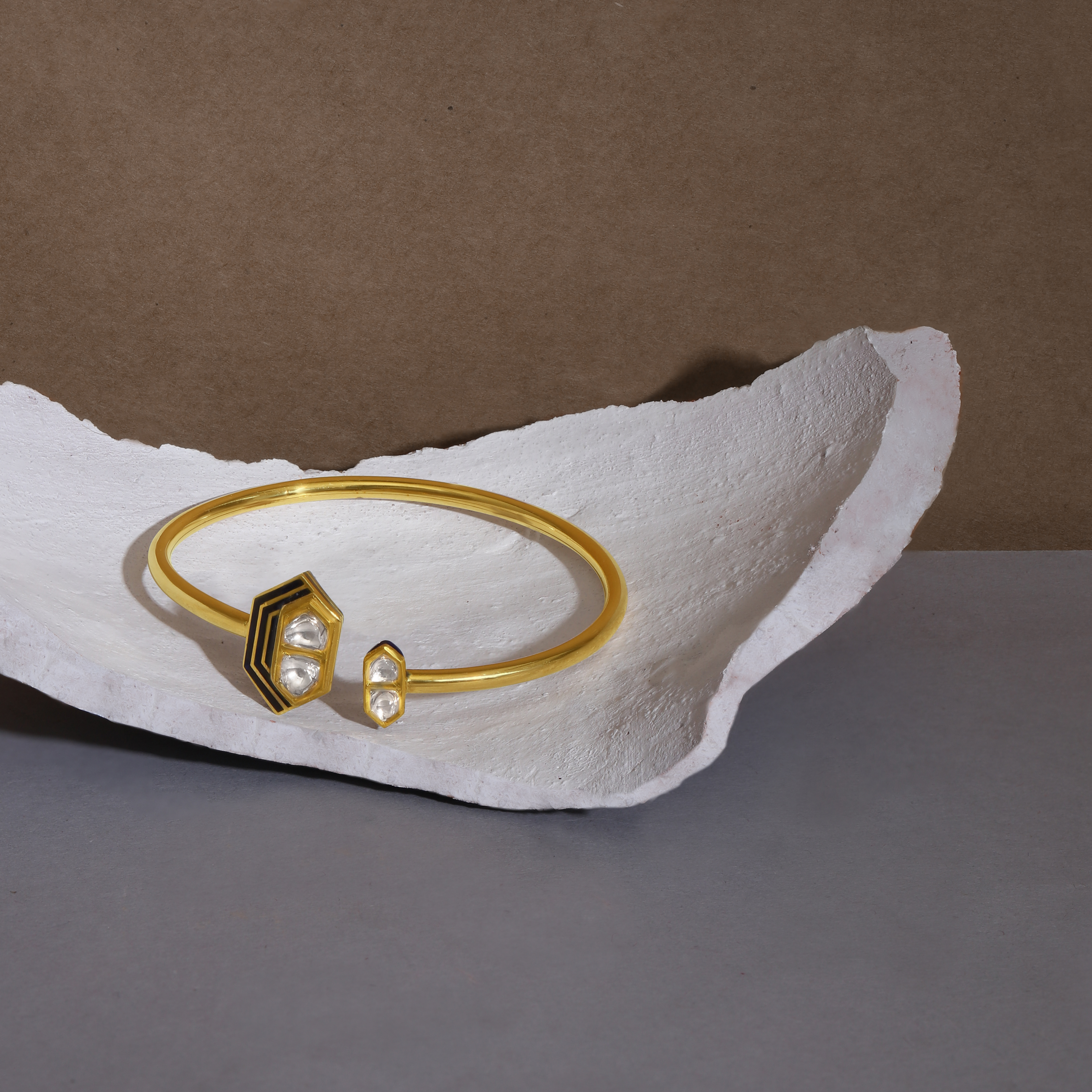 Geometric Polki Bangle,,hi-res image number null