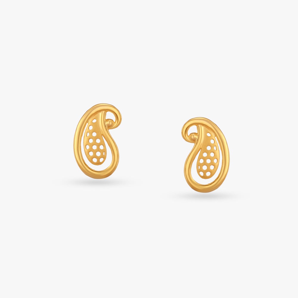 

Tiny Paisley Gold Stud Earrings for Kids