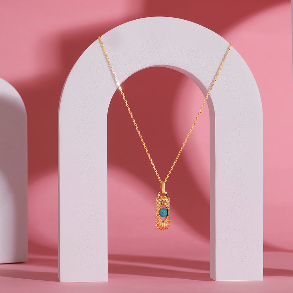 Spirited Elegance 18KT Gold Chain Turquoise Pendant with chain,,hi-res image number null