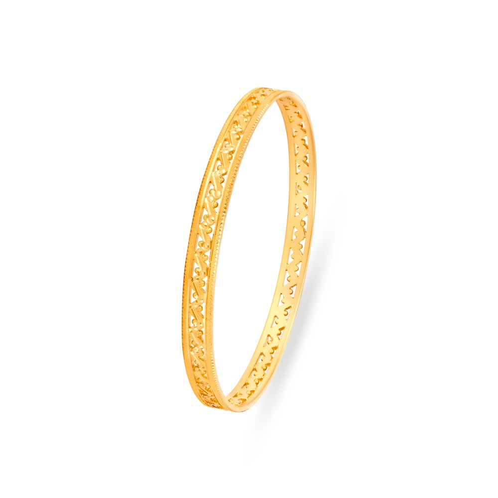 Resplendent Yellow Gold Carved Bangles,,hi-res image number null