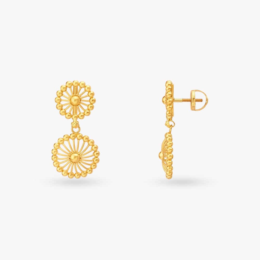 Circular Gold Drop Earrings,,hi-res image number null