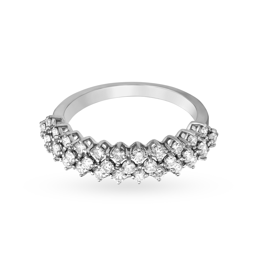 Coruscating 18 Karat White Gold And Diamond Finger Ring