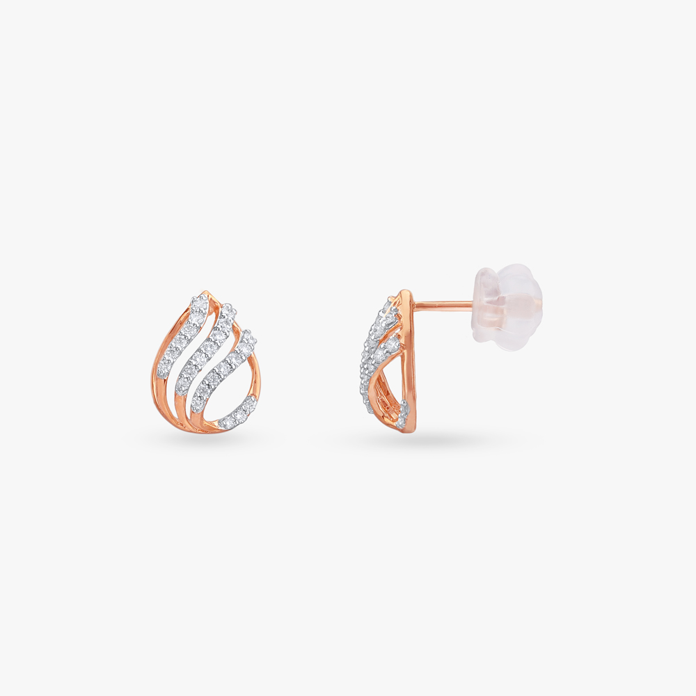 Ripple Glint Diamond Stud Earrings,,hi-res image number null