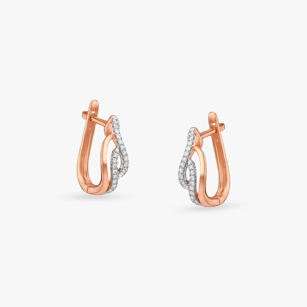 Wave Gleam Diamond Hoop Earrings,,hi-res image number null