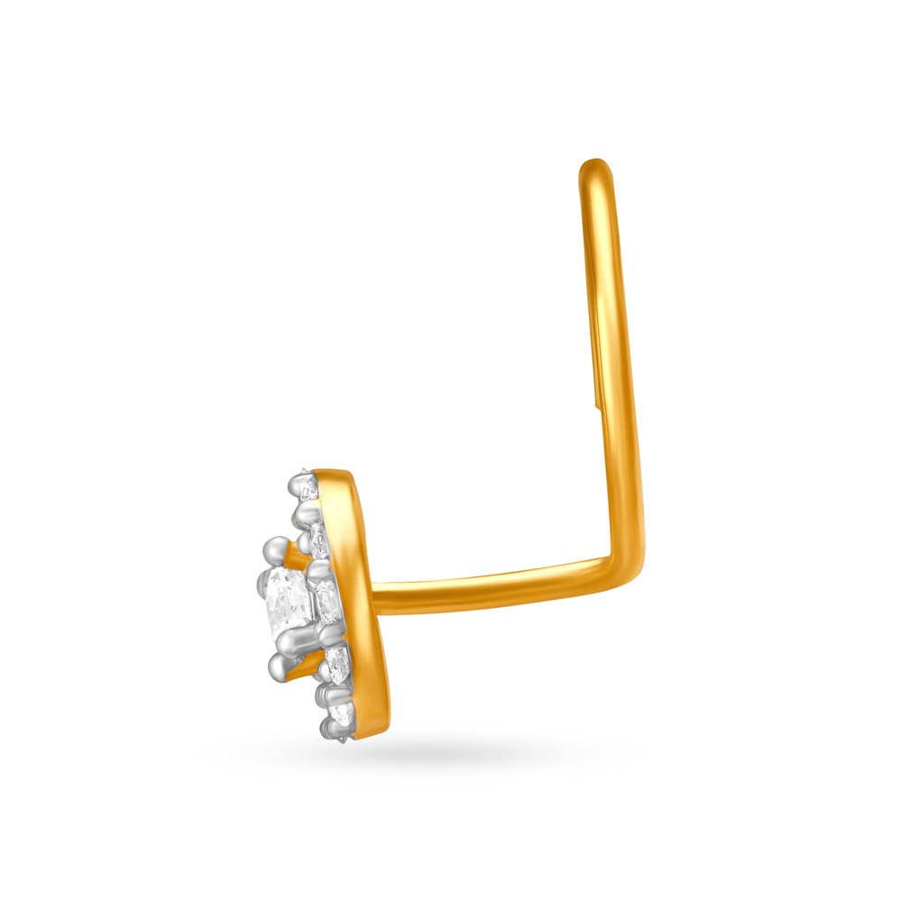 Blingy Round Gold and Diamond Nose Pin,,hi-res image number null