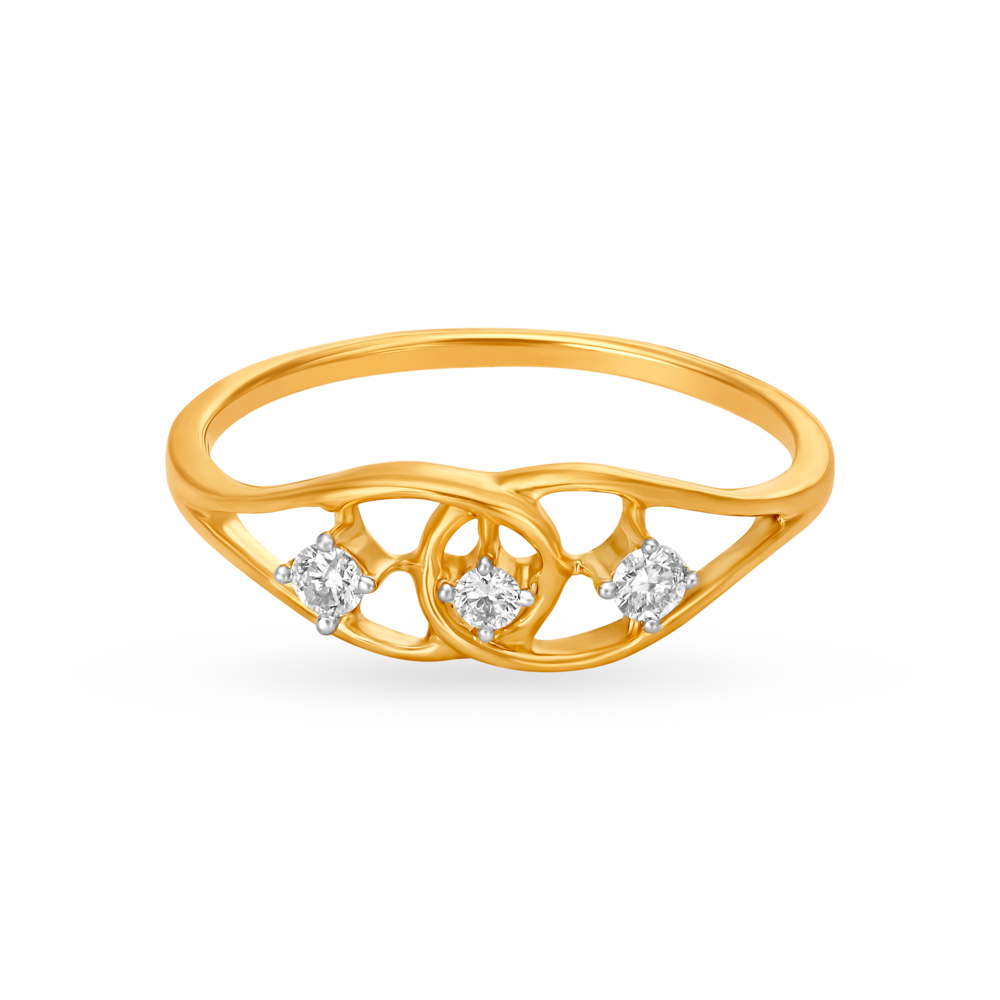 Unique Three Stone Diamond Finger Ring,,hi-res image number null