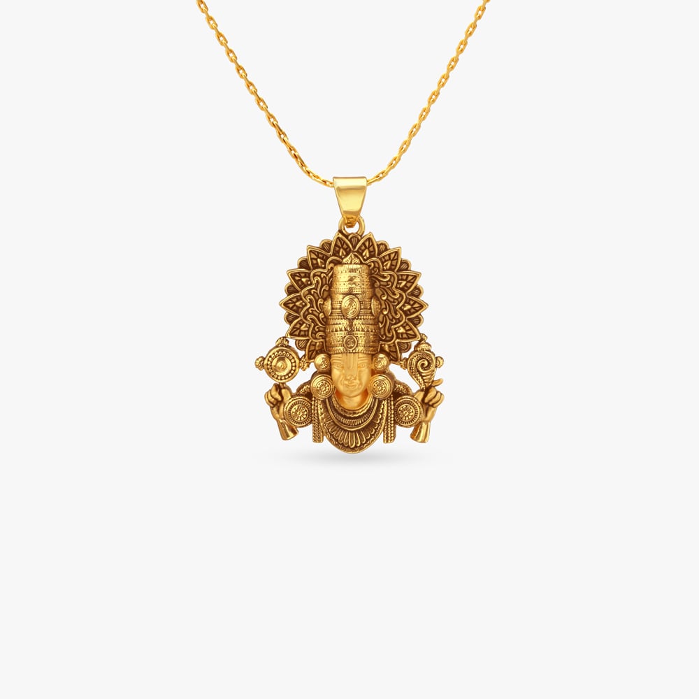 

Crowned Vishnu Gold Pendant