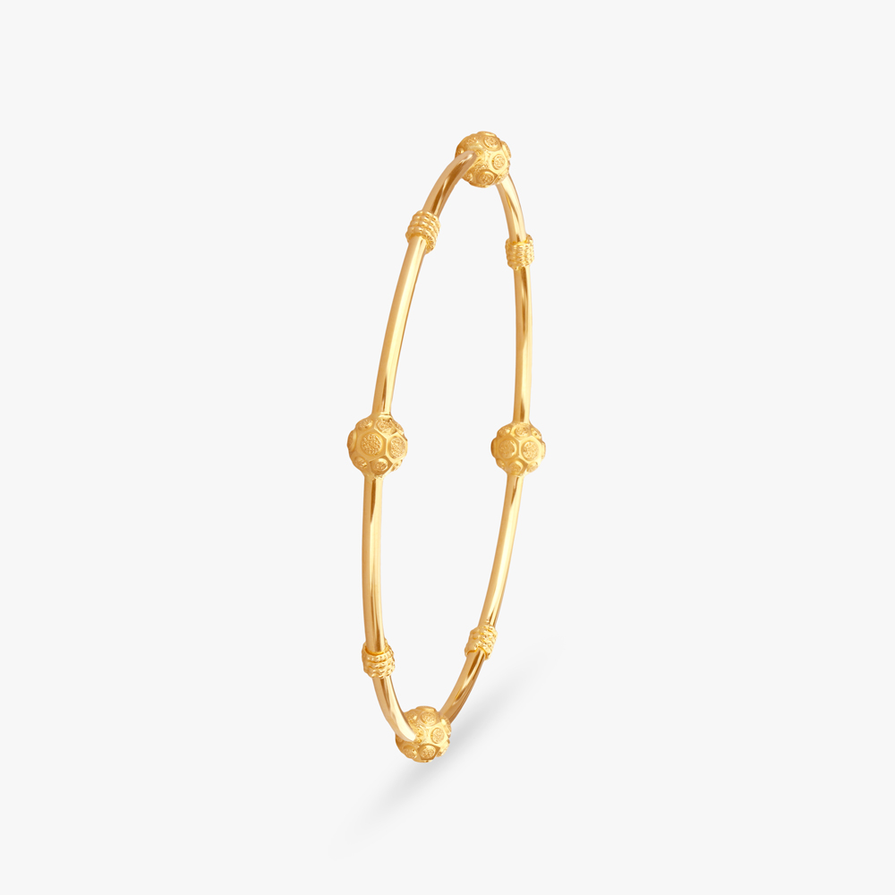 Knurling Sphere Gold Bangle,,hi-res image number null