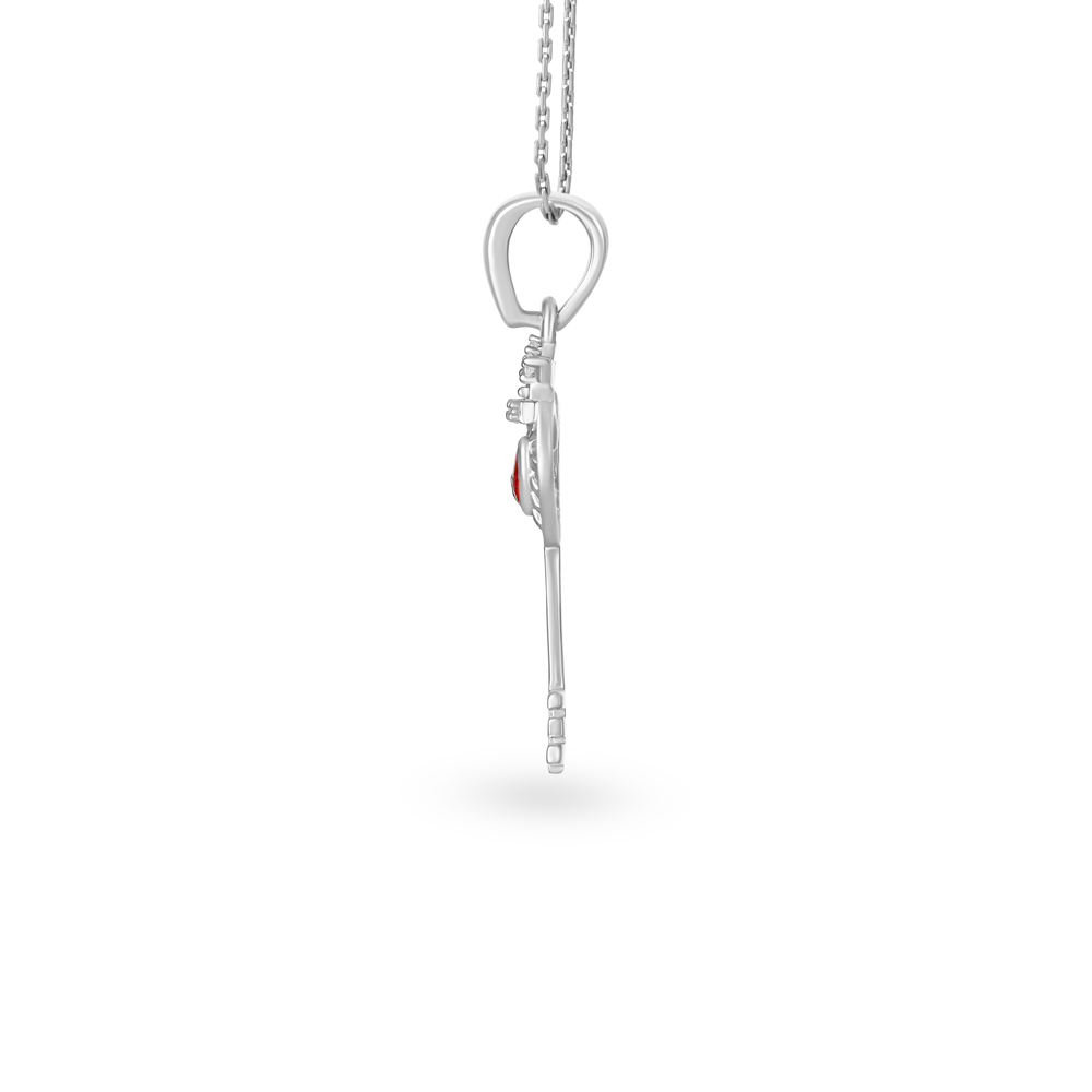 Crowned Heart Key Silver Pendant,,hi-res image number null