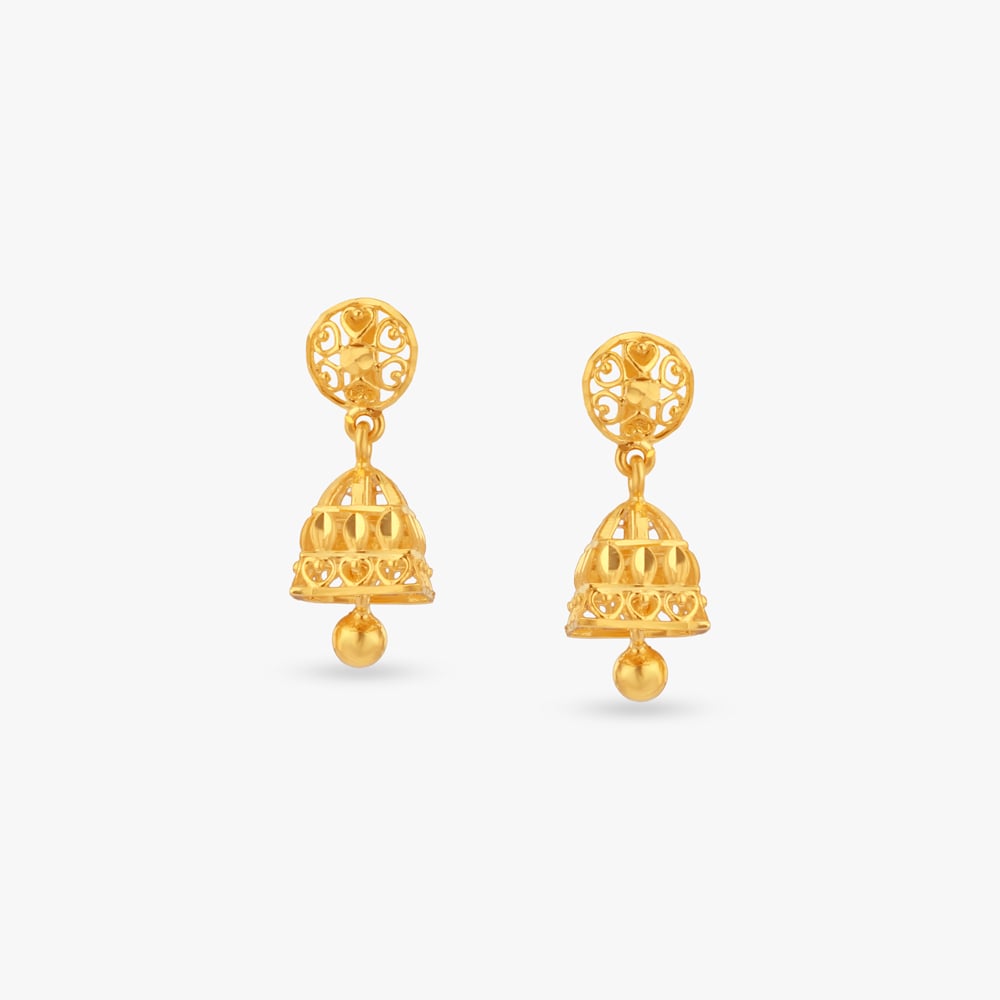 

Jali Dome Gold Jhumka Earrings