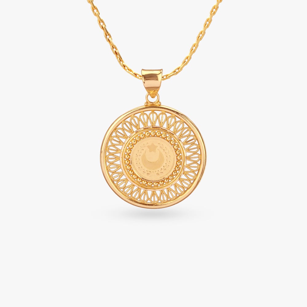 

Filigree Crescent Gold Pendant