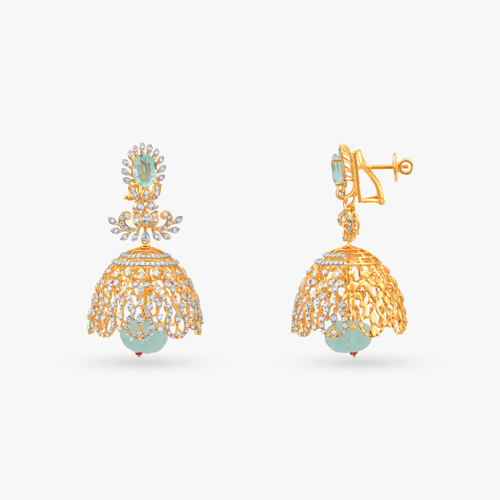 Gold diamond jhumka design hotsell