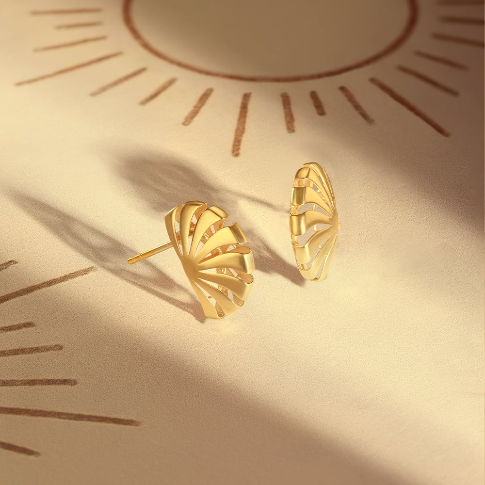 Sculptural Radiant Gold Stud Earrings,,hi-res image number null