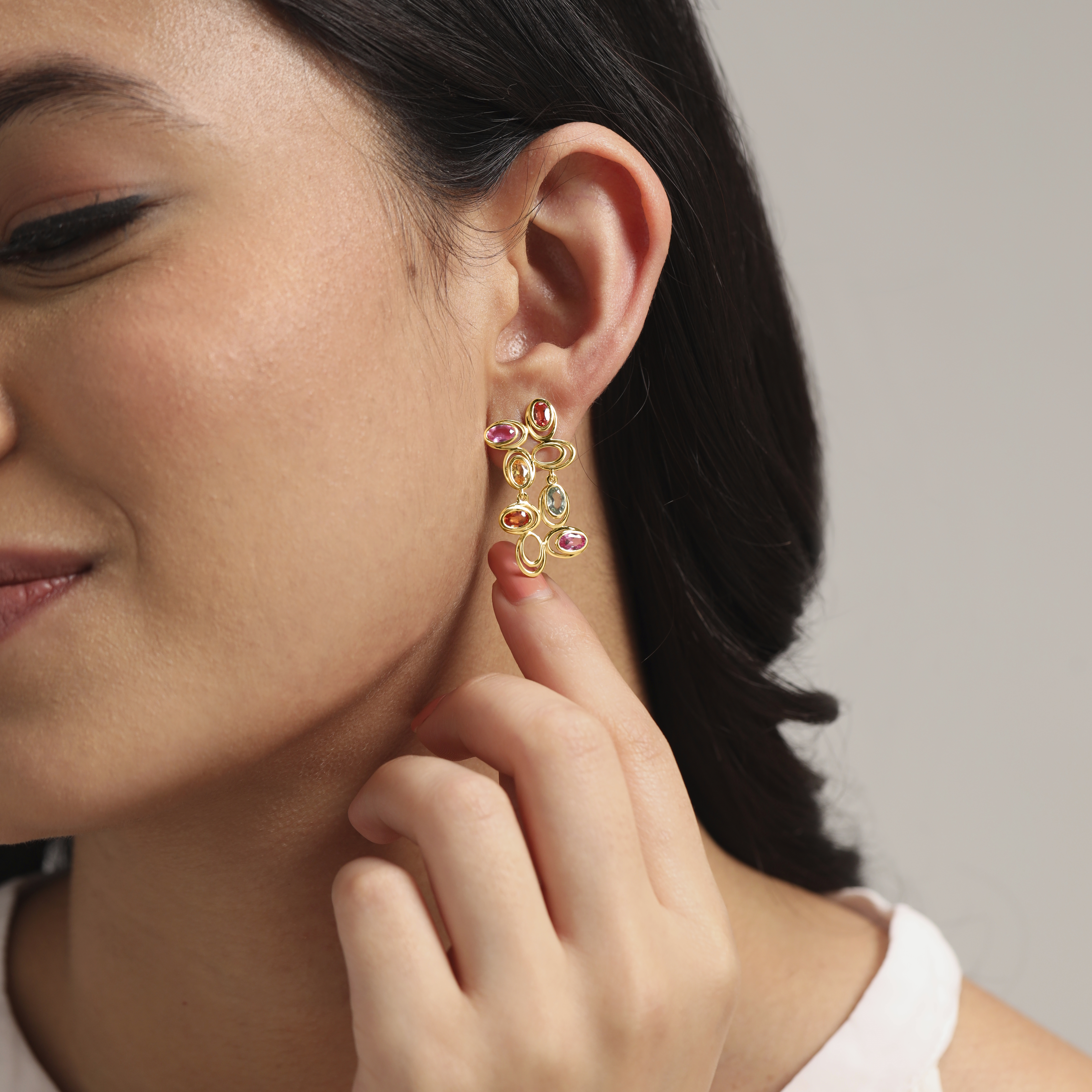 Vivid Cascade Sapphire Drop Earrings,,hi-res image number null