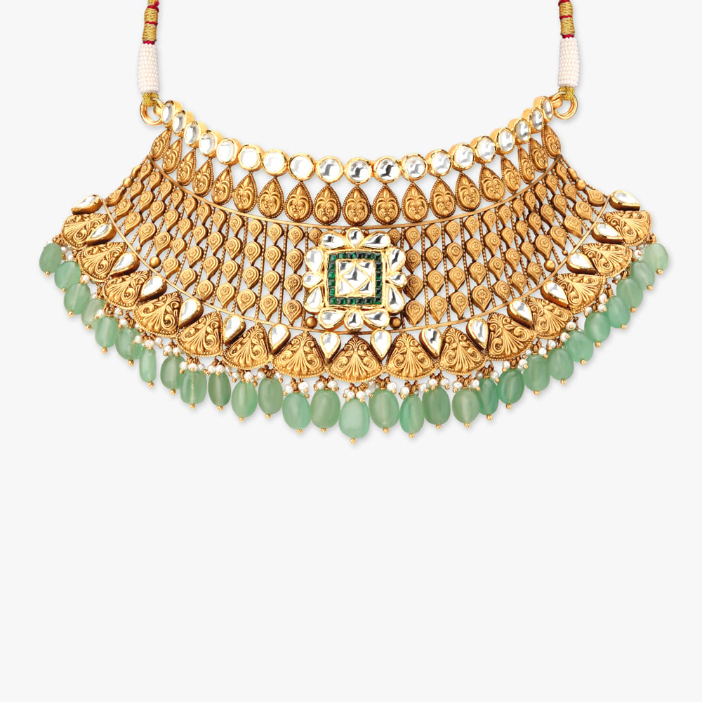 Barfi Drop Gold Necklace set,,hi-res image number null