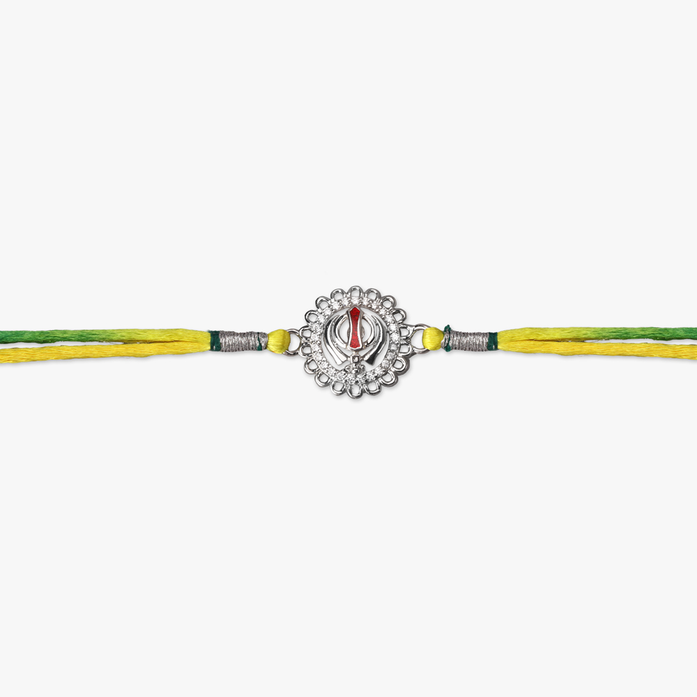Khalsa Crest Silver Rakhi,,hi-res image number null
