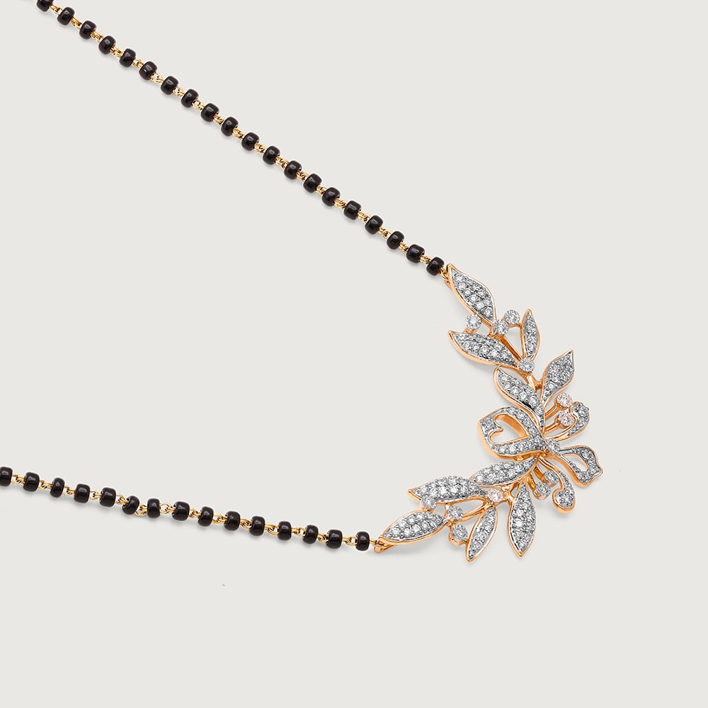 Enchanted Leaves 14 Kt Gold and Diamond Mangalsutra,,hi-res image number null