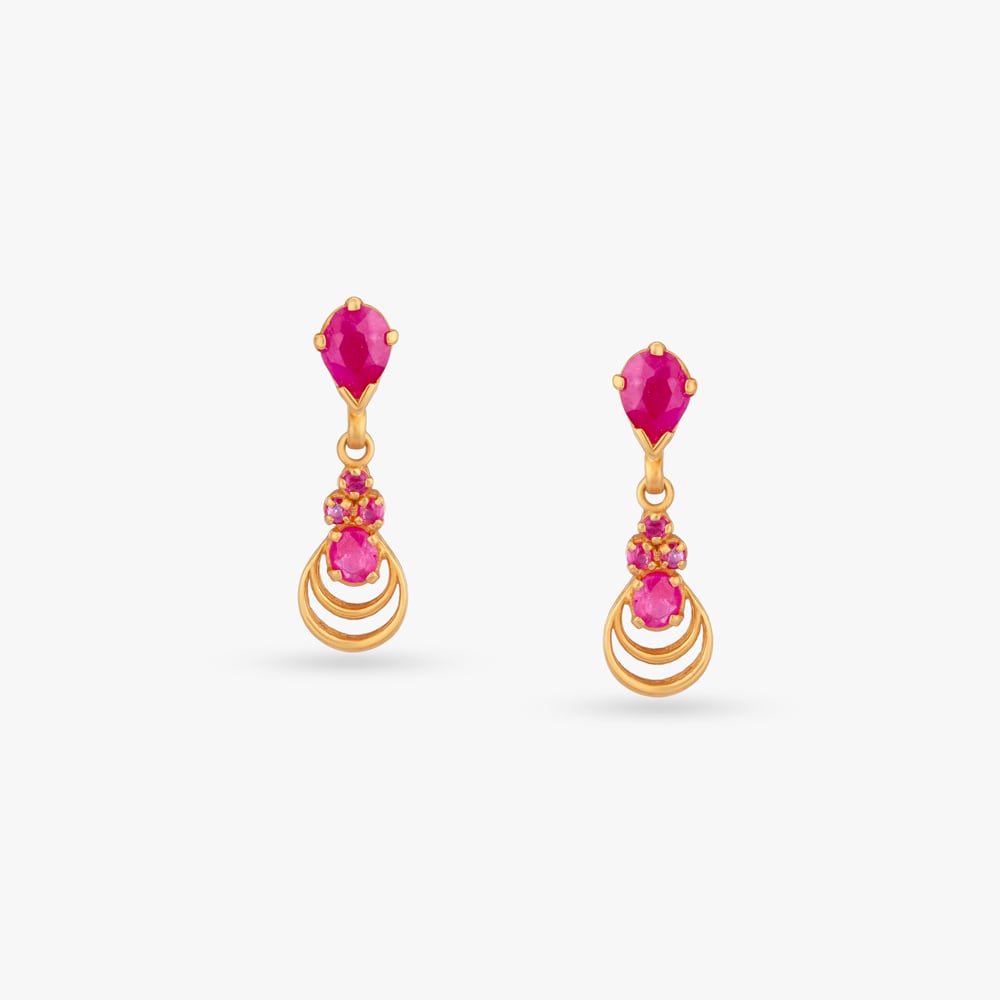 

Scarlet Symphony Gold Drop Earrings