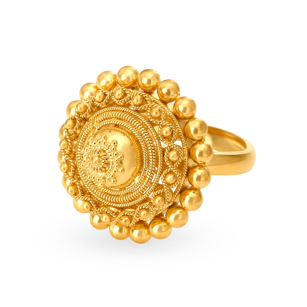 Majestic 22 Karat Yellow Gold Beaded Statement Ring,,hi-res image number null