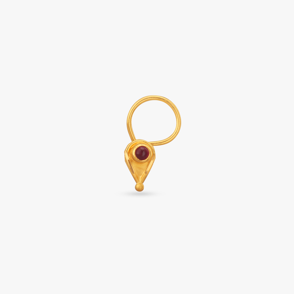 Graceful Teardrop Gold Nose Pin,,hi-res image number null
