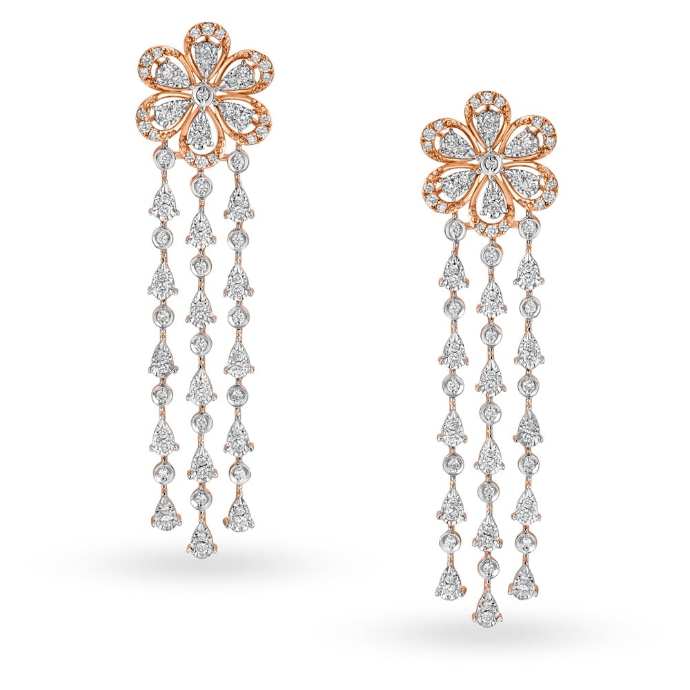 Opulent 18 Karat Rose Gold And Diamond Earrings