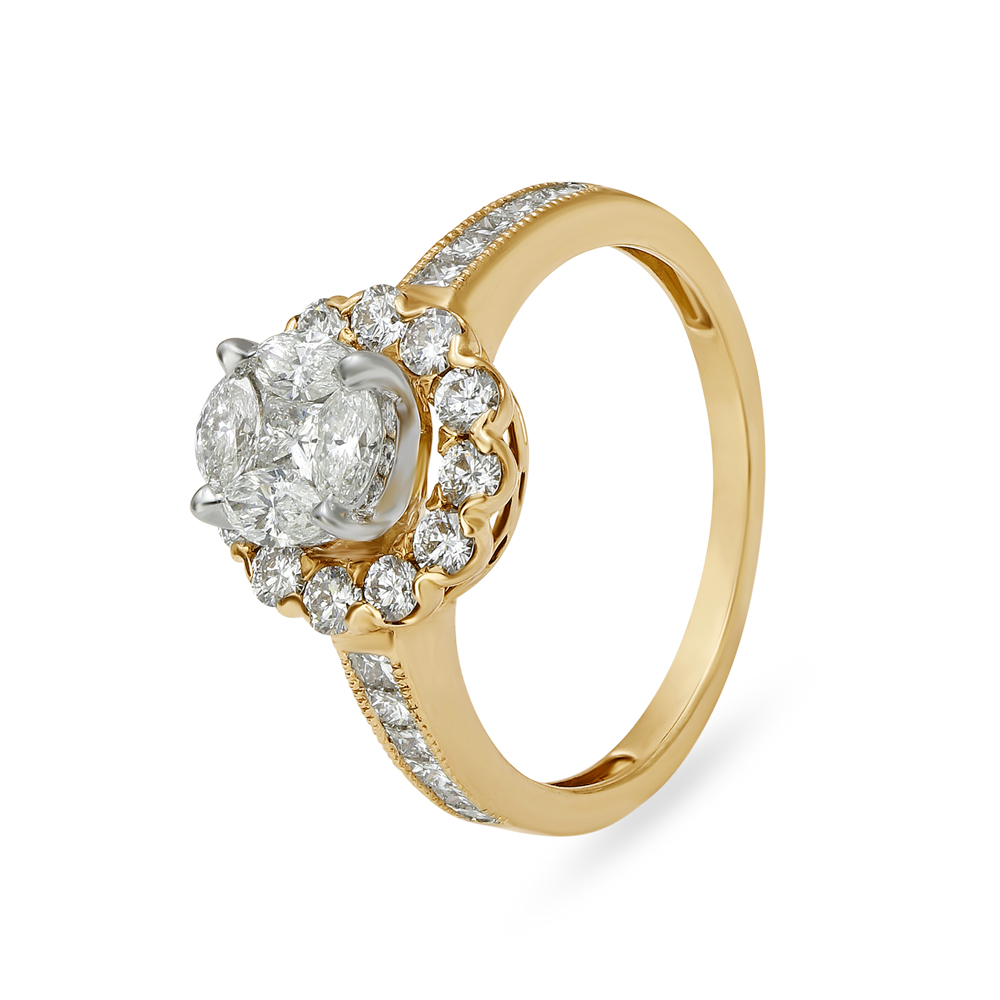 Prominent 18 Karat Dual Gold And Diamond Finger Ring