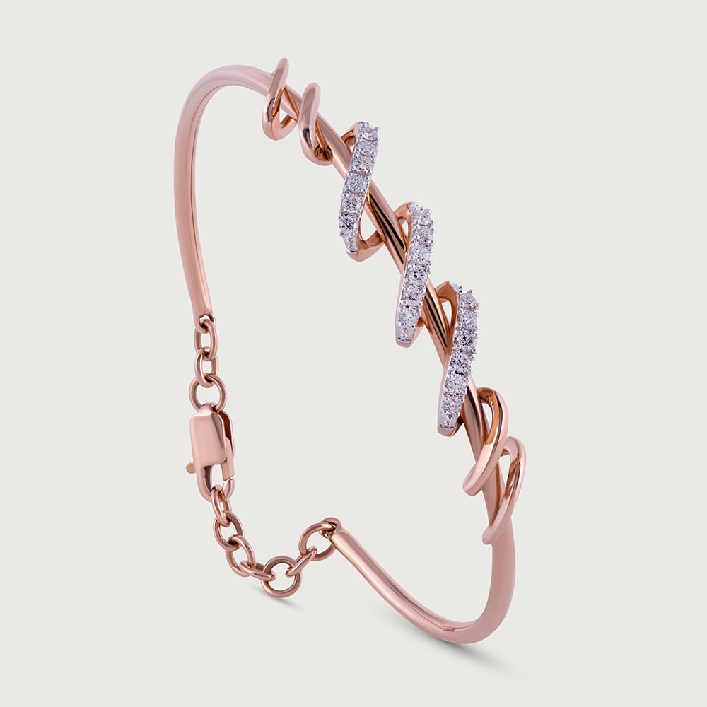 Twisted Blend Diamond & Gold Bangle,,hi-res image number null