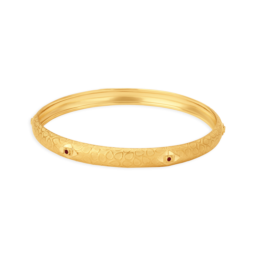 Minimalistic Gold Bangle with Leaf Carvings,,hi-res image number null